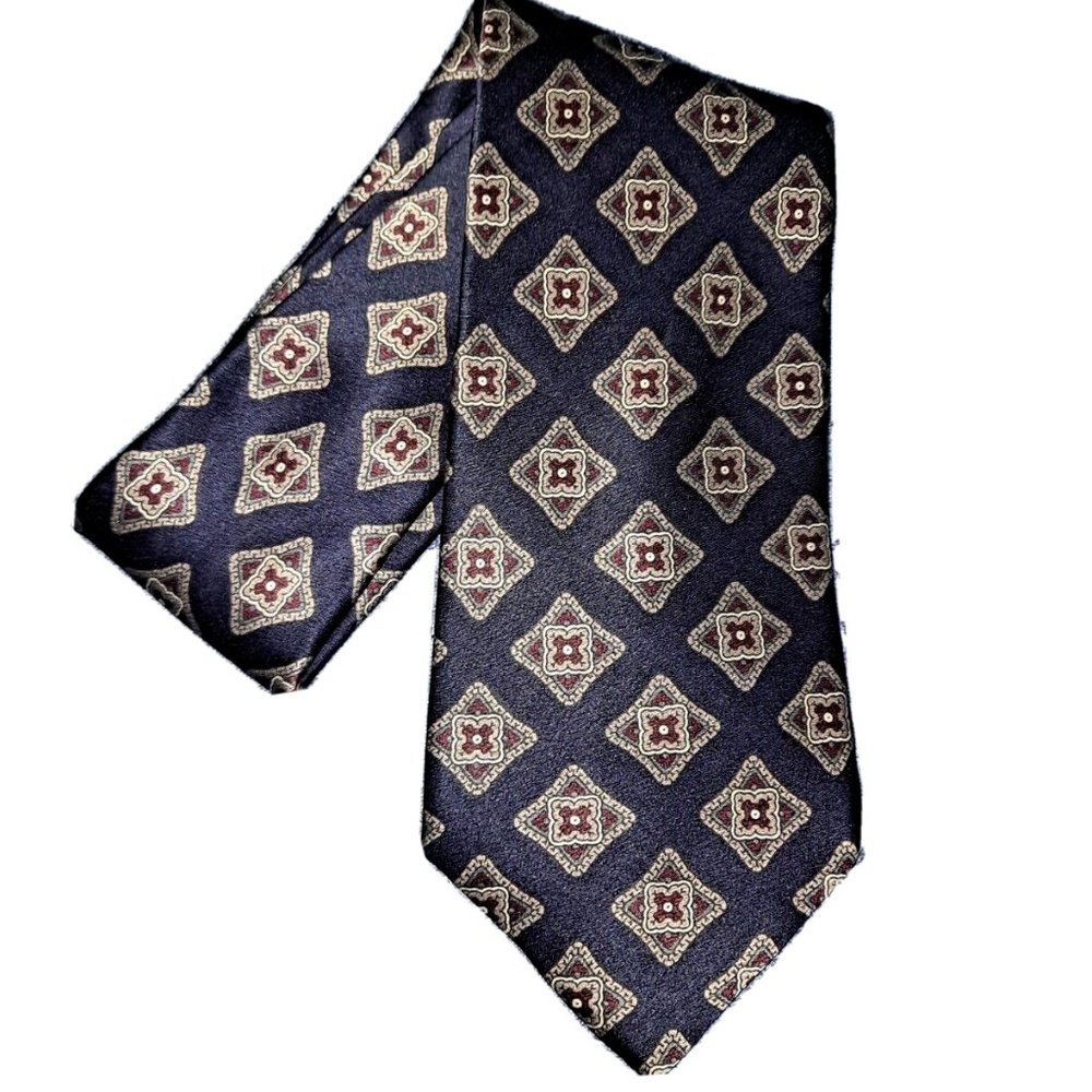 Don Loper Necktie Beverly Hills Men's 55"-57" 100% Italian Silk Blue/Gold Wide